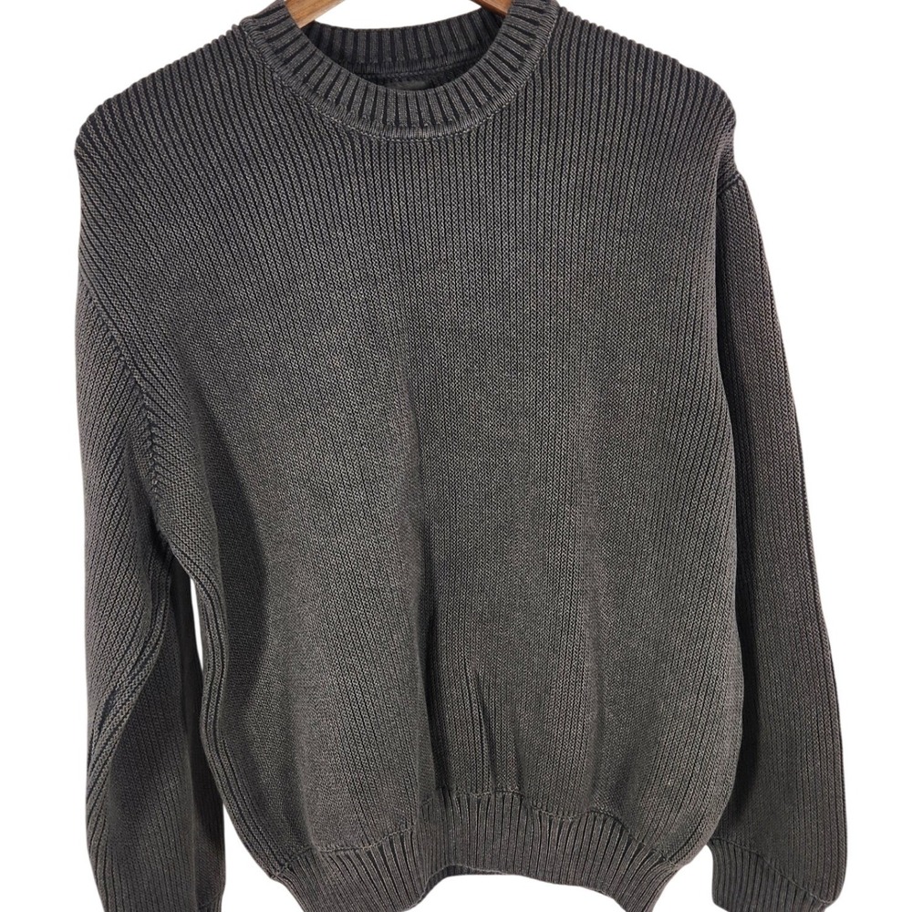 RSQ Mens Black Rib Knit Stretch Long Sleeve Crewneck Sweater Size XL